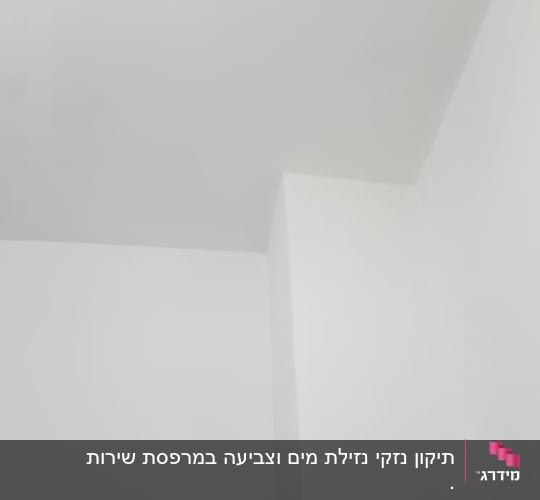קיר ותקרה צבועים בלבן עם כיסוי פלסטיק